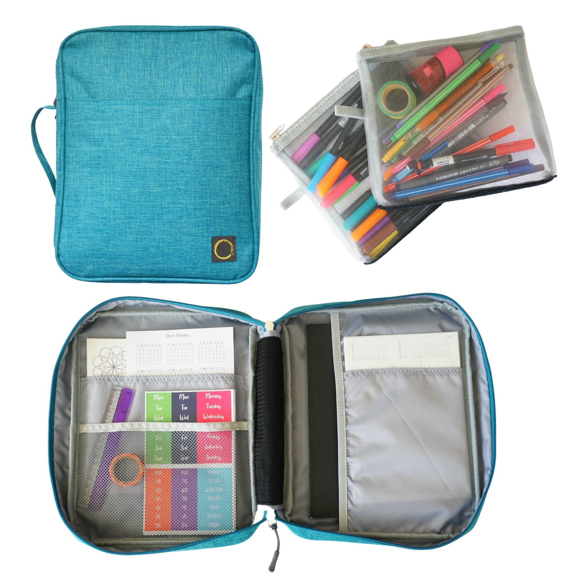 Journal Supplies Storage Case (Large - Teal) - Bullet Journal