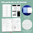 Load image into Gallery viewer, fits perfectly in A5 journal and layouts align to 5mm dot grid