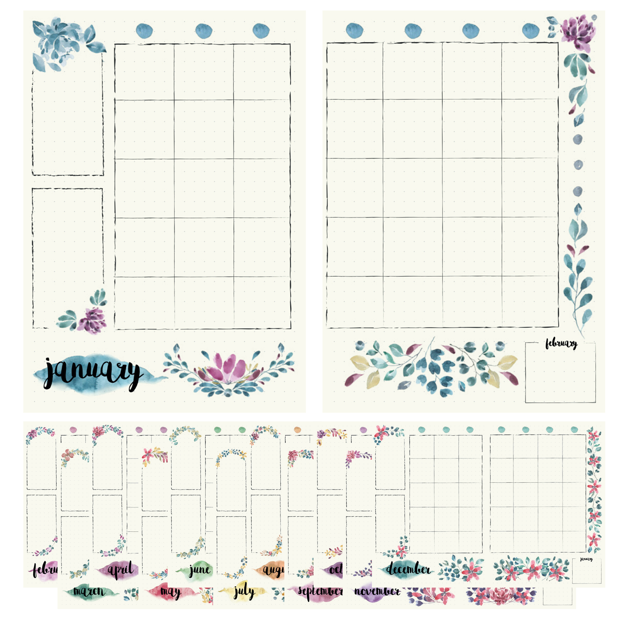 Oval Monthly Date Stickers, BUJO Tools and Stickers