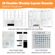 Load image into Gallery viewer, Weekly Planner Layout Journaling Supplies Kit (18 Stencils & 14 Sticker Sheets) - Colorful