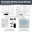 Load image into Gallery viewer, Weekly Planner Layout Journaling Supplies Kit (18 Stencils & 14 Sticker Sheets) - Minimalist