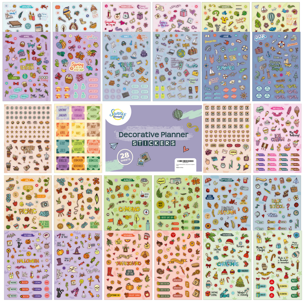 Decorative Planner Stickers (28 Sheets