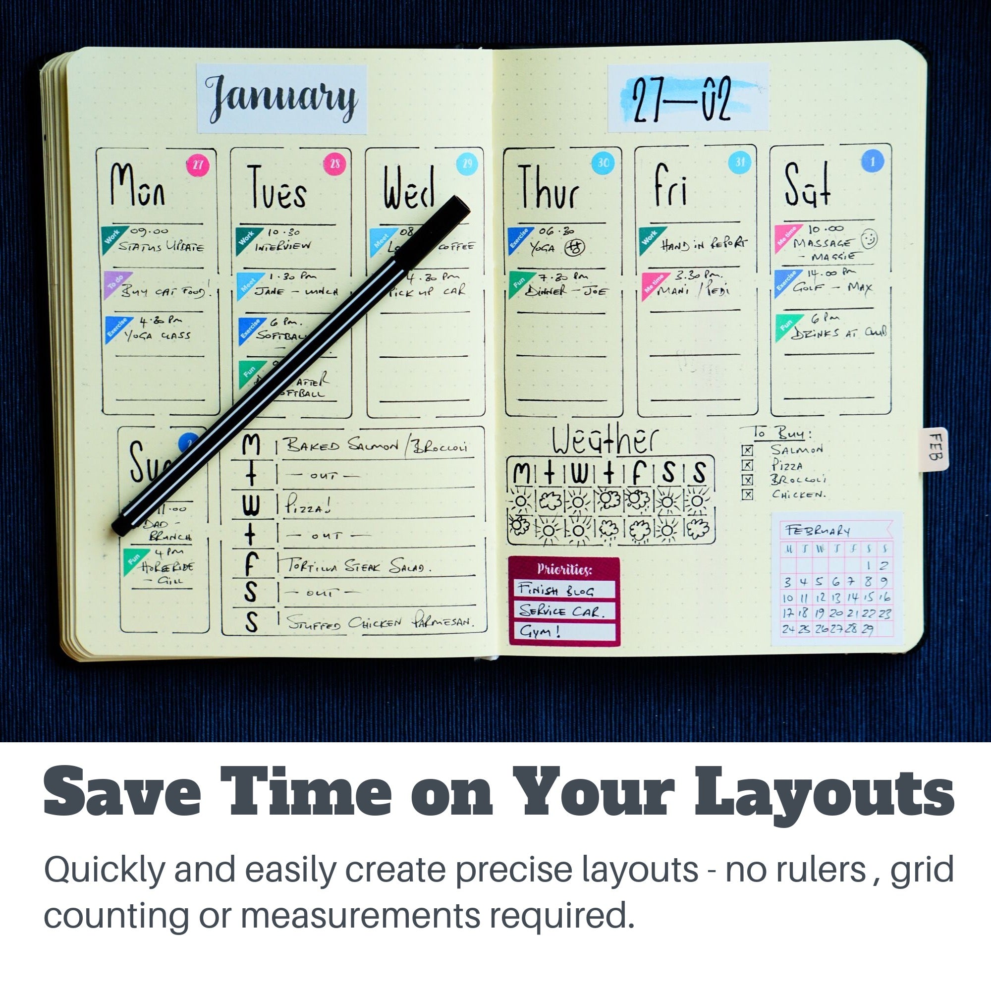 Time Spiral Bullet Journaling Stencil Creates Time Tracking and Time  Management Layouts Quickly and Easily. Get It Over Here. 