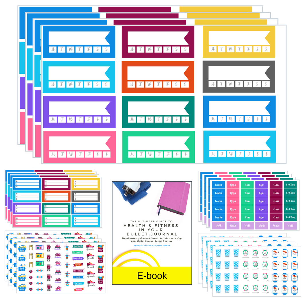 Health & Fitness Planner Stickers (20 Sheets)