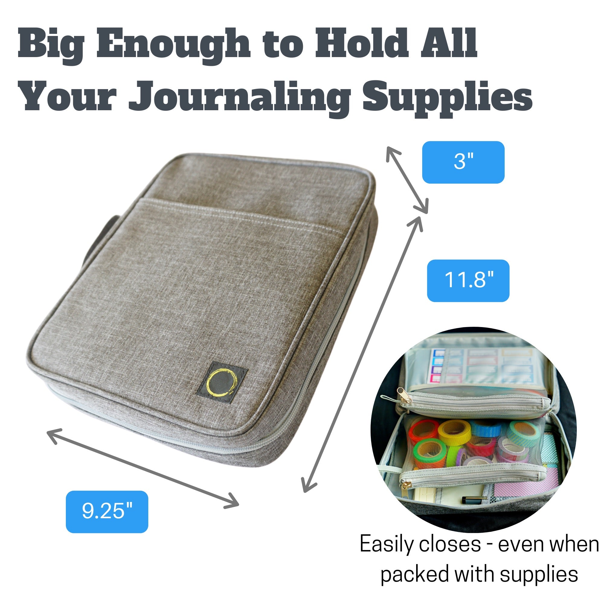 Journal Supplies Storage Case, FINPAC Large Journal Organizer Planner Supplies Holder for A5 Notebooks, Bujo, Stationeries, Document Storage Bag