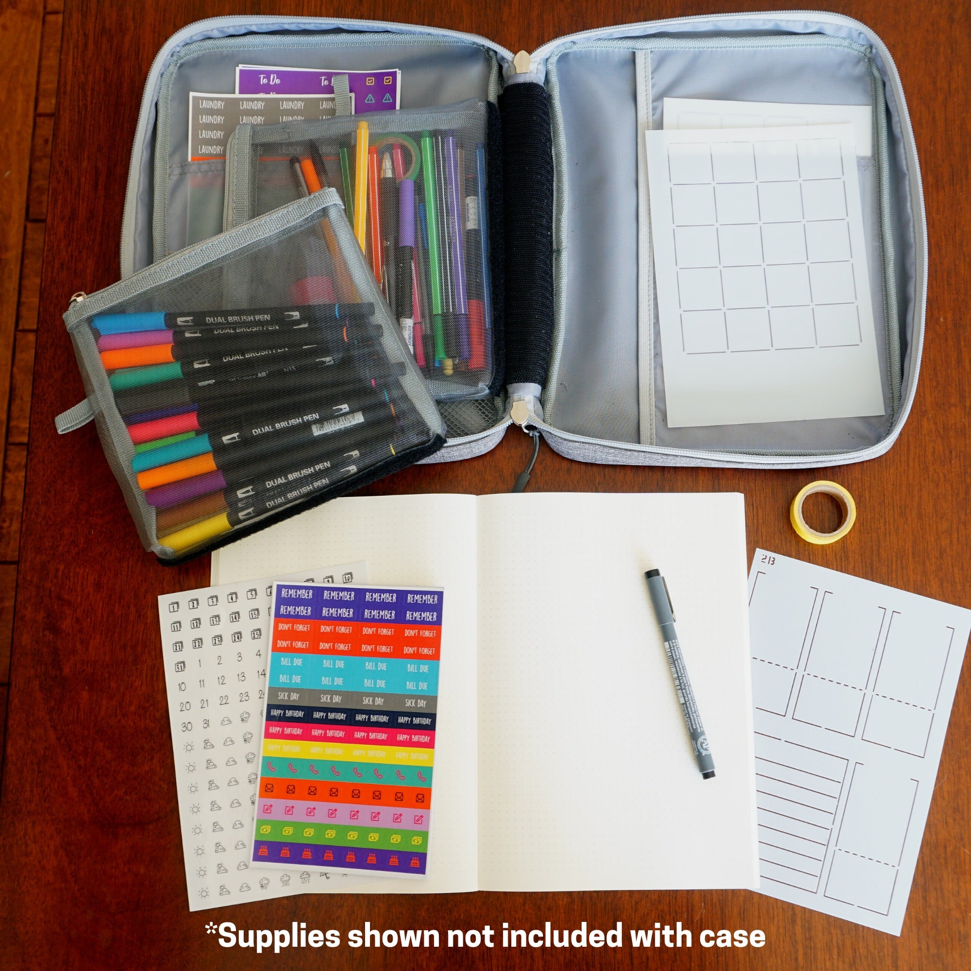 Journal Supplies Storage Case (Large - Gray) - Bullet Journal 