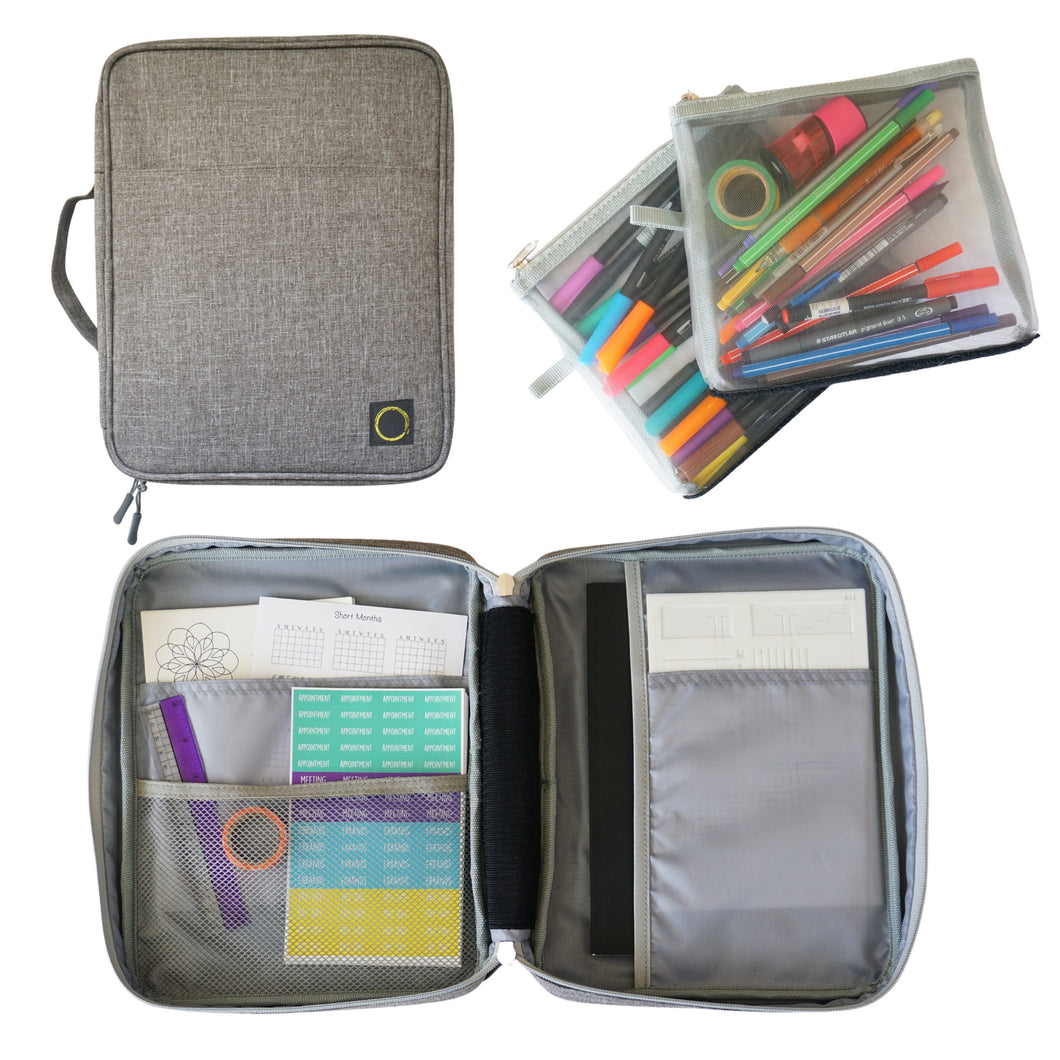  Sunny Streak Journal Supplies Storage Case (Gray - Medium) -  Custom Travel Organizer Holder for A5 Planner, Pens, Journal Supplies and  Accessories (Case Only - Supplies Not Included) : Arts, Crafts & Sewing