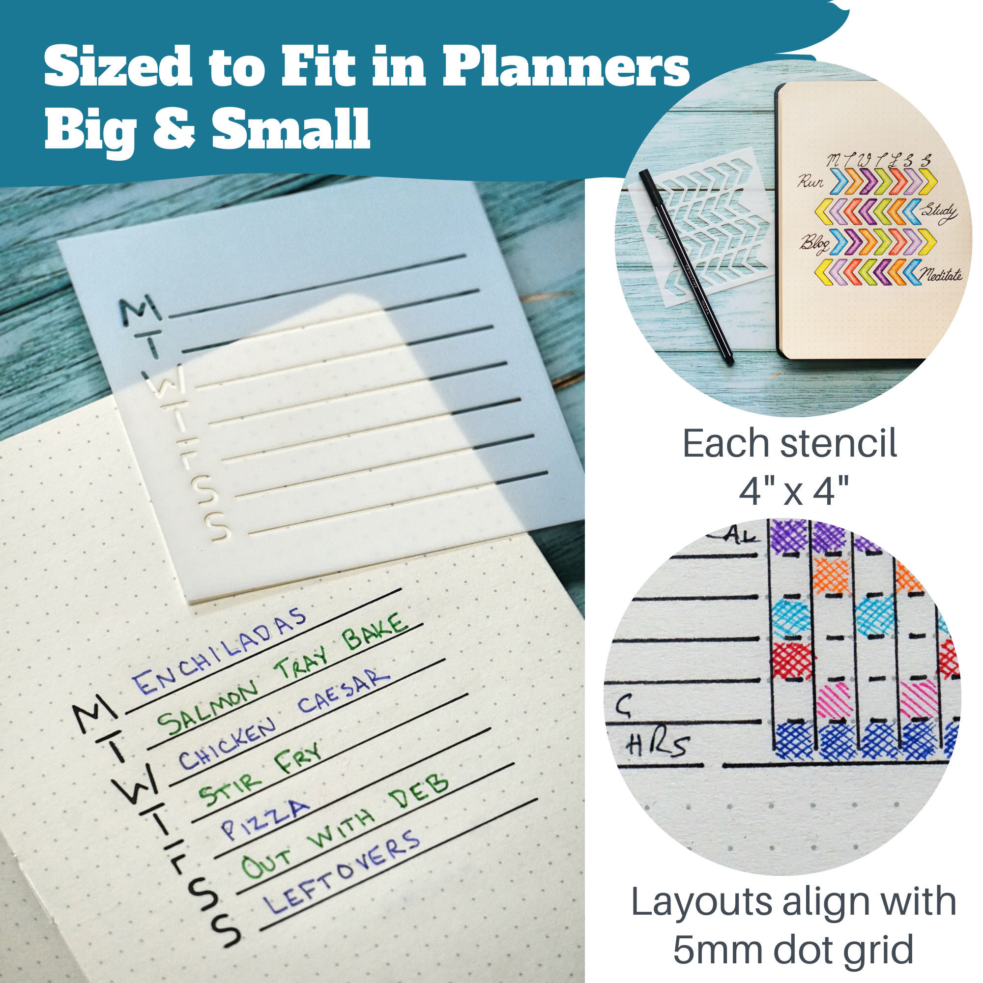 Mini Habits Tracker Stencil for Journal and Planner, Monthly
