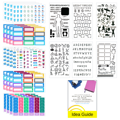 health fitness planner stickers and journal stencils